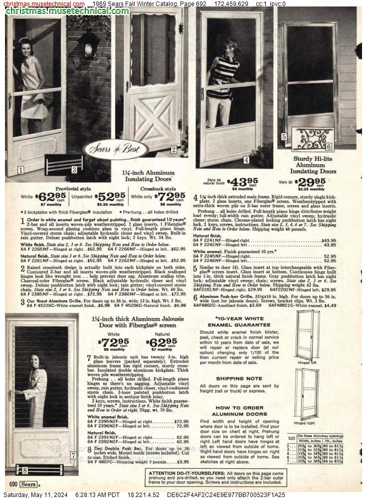 1969 Sears Fall Winter Catalog, Page 692