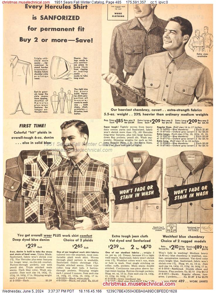 1951 Sears Fall Winter Catalog, Page 485