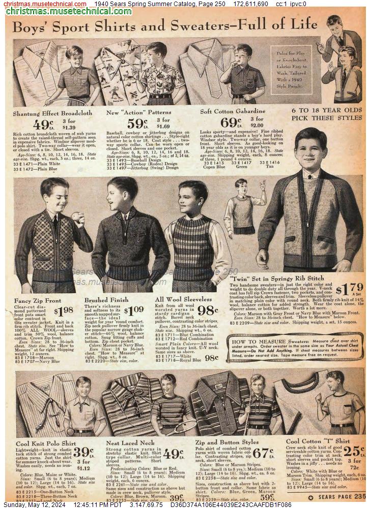 1940 Sears Spring Summer Catalog, Page 250