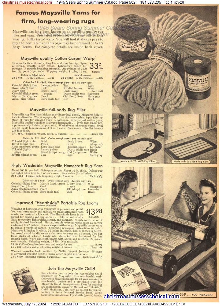 1945 Sears Spring Summer Catalog, Page 502