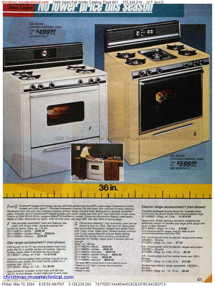 1986 Sears Fall Winter Catalog, Page 881