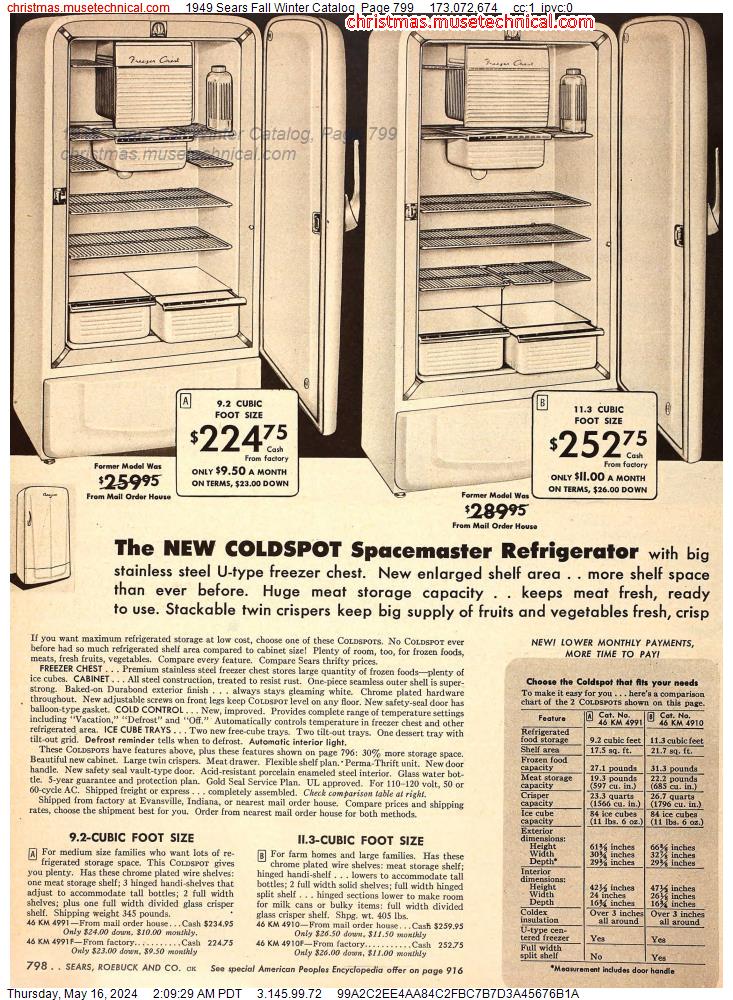 1949 Sears Fall Winter Catalog, Page 799