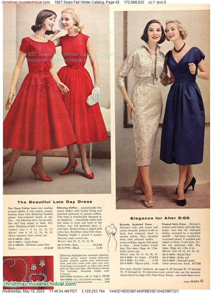 1957 Sears Fall Winter Catalog, Page 45