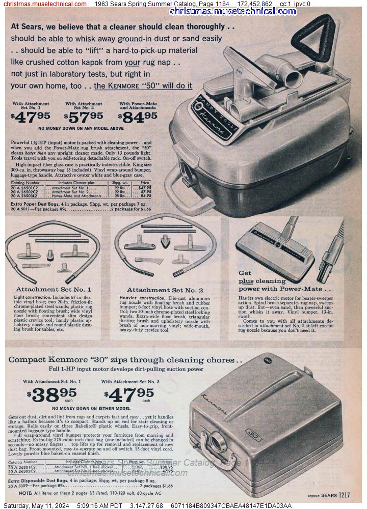 1963 Sears Spring Summer Catalog, Page 1184