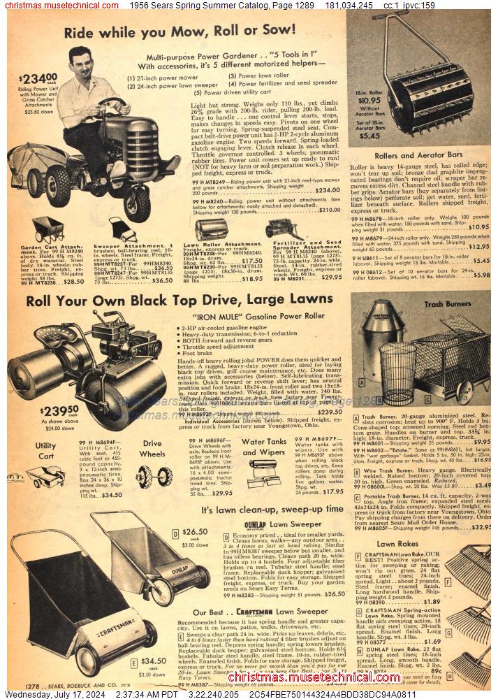 1956 Sears Spring Summer Catalog, Page 1289