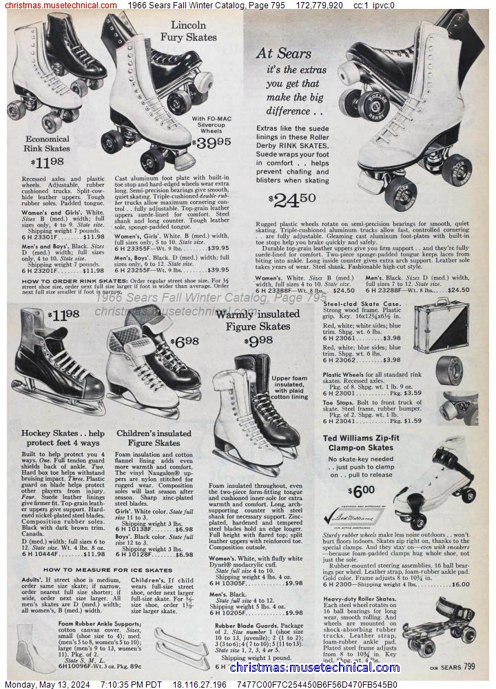 1966 Sears Fall Winter Catalog, Page 795