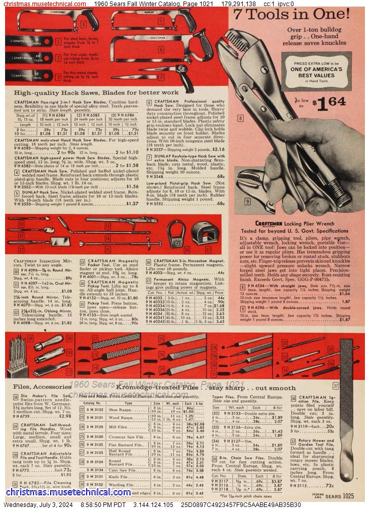 1960 Sears Fall Winter Catalog, Page 1021