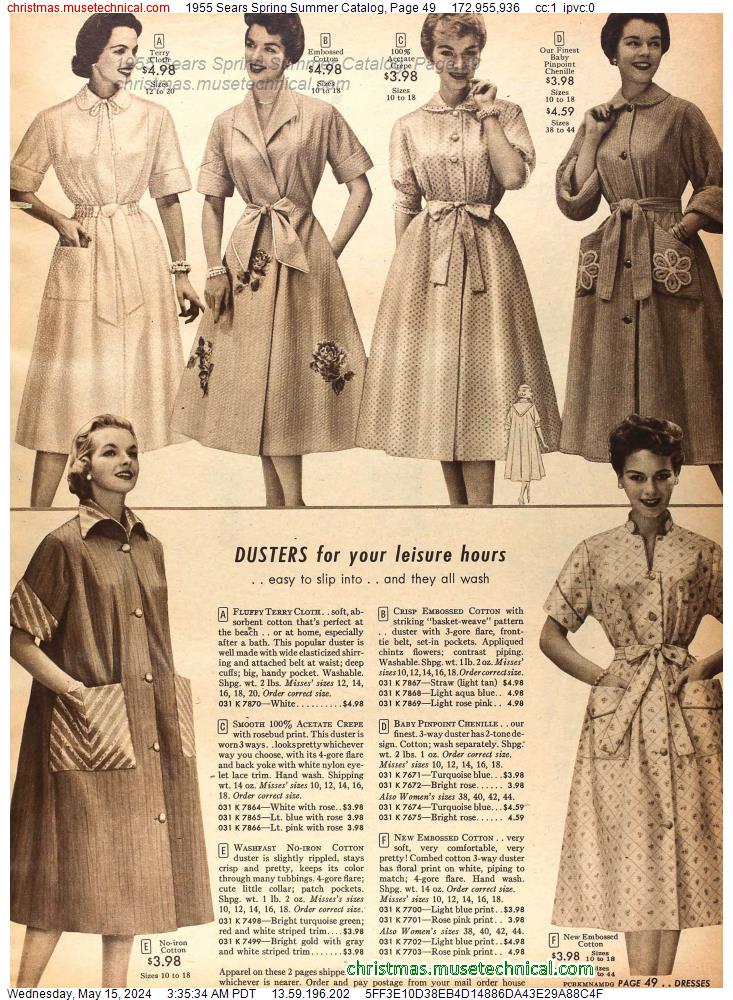 1955 Sears Spring Summer Catalog, Page 49