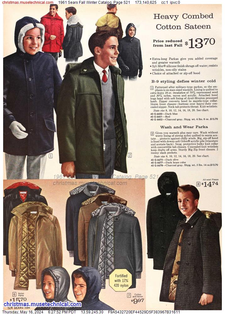 1961 Sears Fall Winter Catalog, Page 521