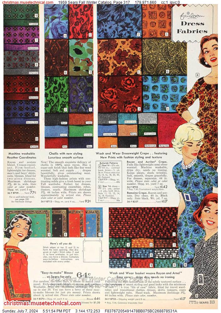 1959 Sears Fall Winter Catalog, Page 317