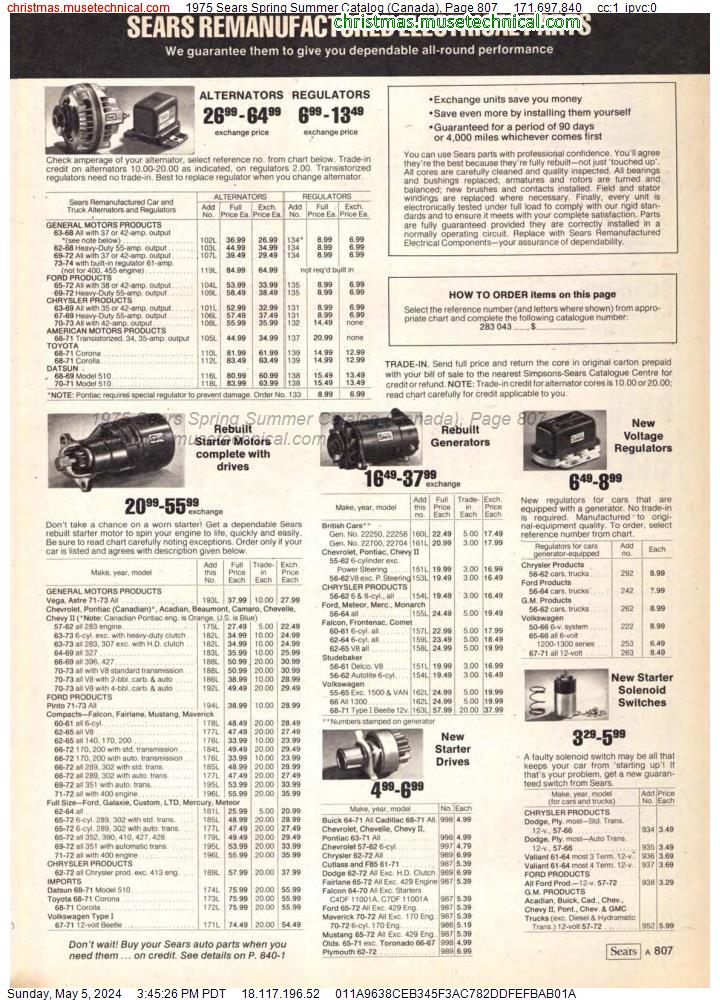 1975 Sears Spring Summer Catalog (Canada), Page 807