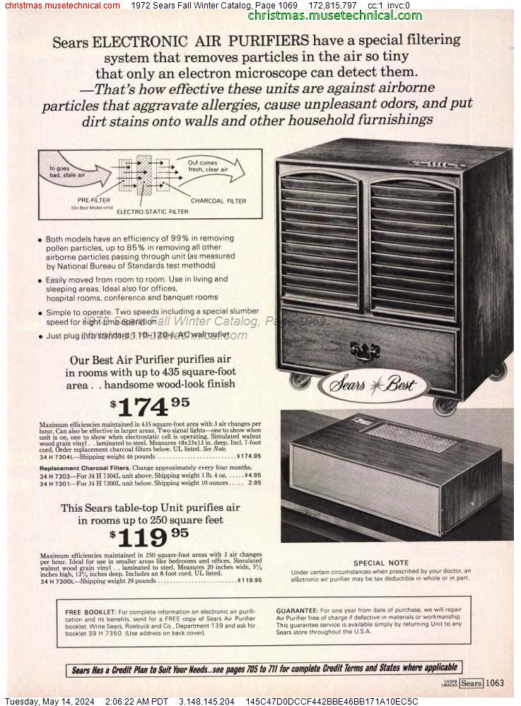 1972 Sears Fall Winter Catalog, Page 1069