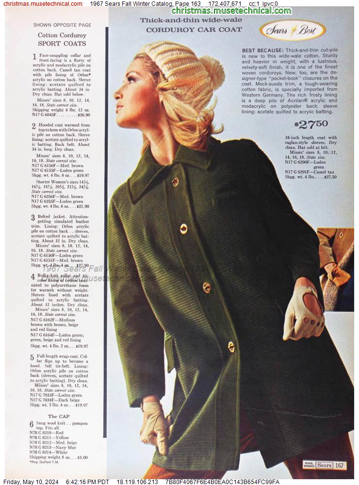 1967 Sears Fall Winter Catalog, Page 163