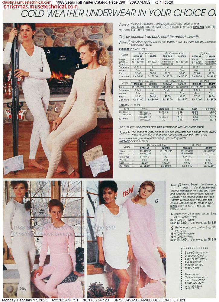 1988 Sears Fall Winter Catalog, Page 290