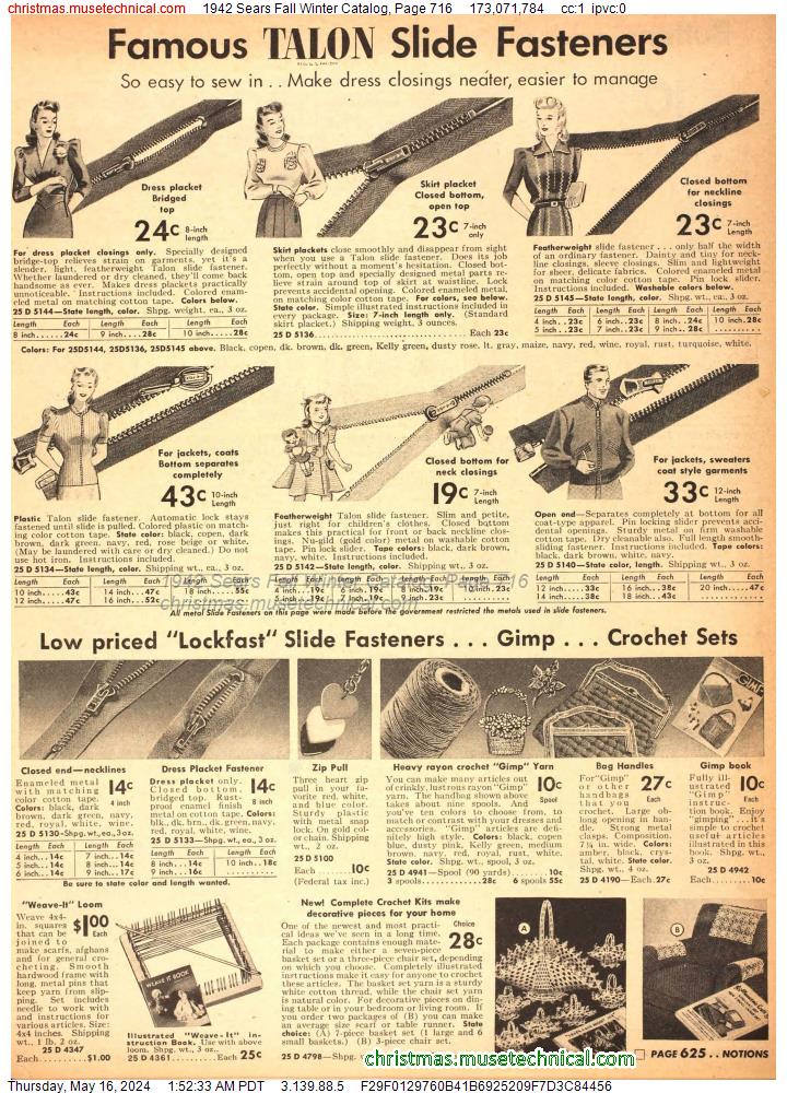 1942 Sears Fall Winter Catalog, Page 716