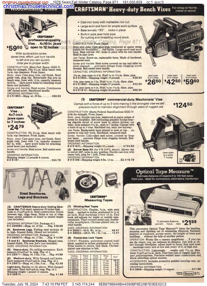 1976 Sears Fall Winter Catalog, Page 871
