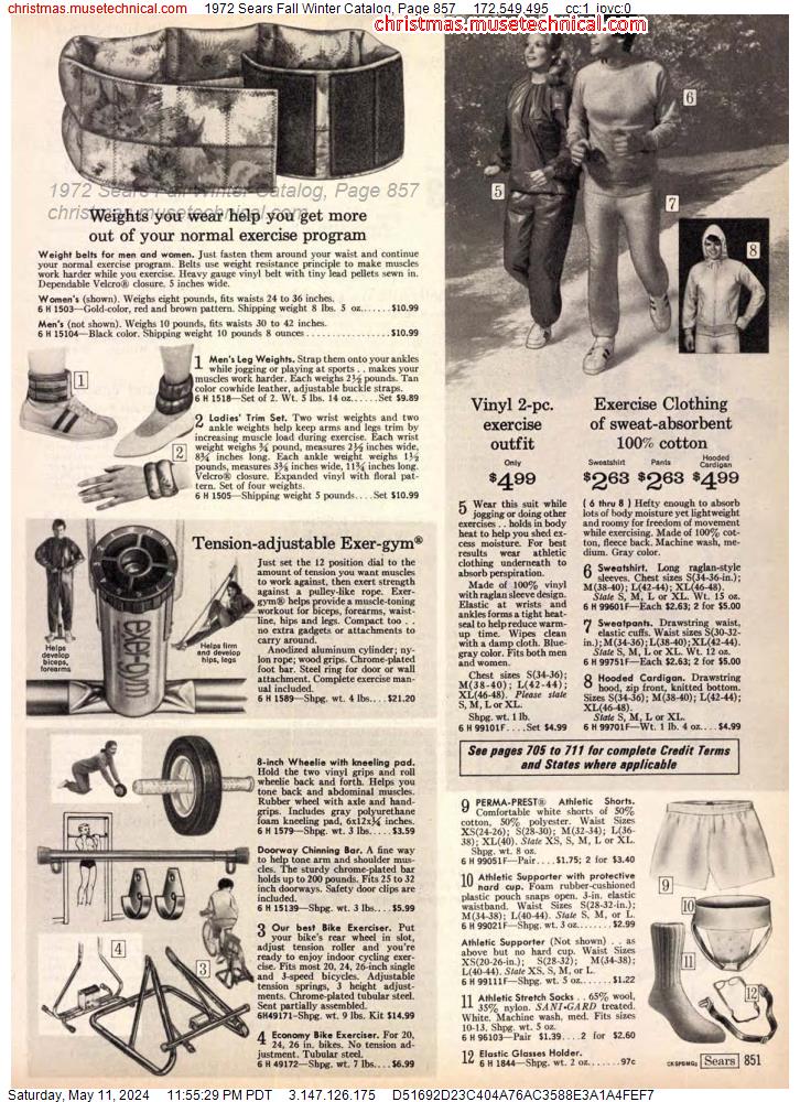 1972 Sears Fall Winter Catalog, Page 857