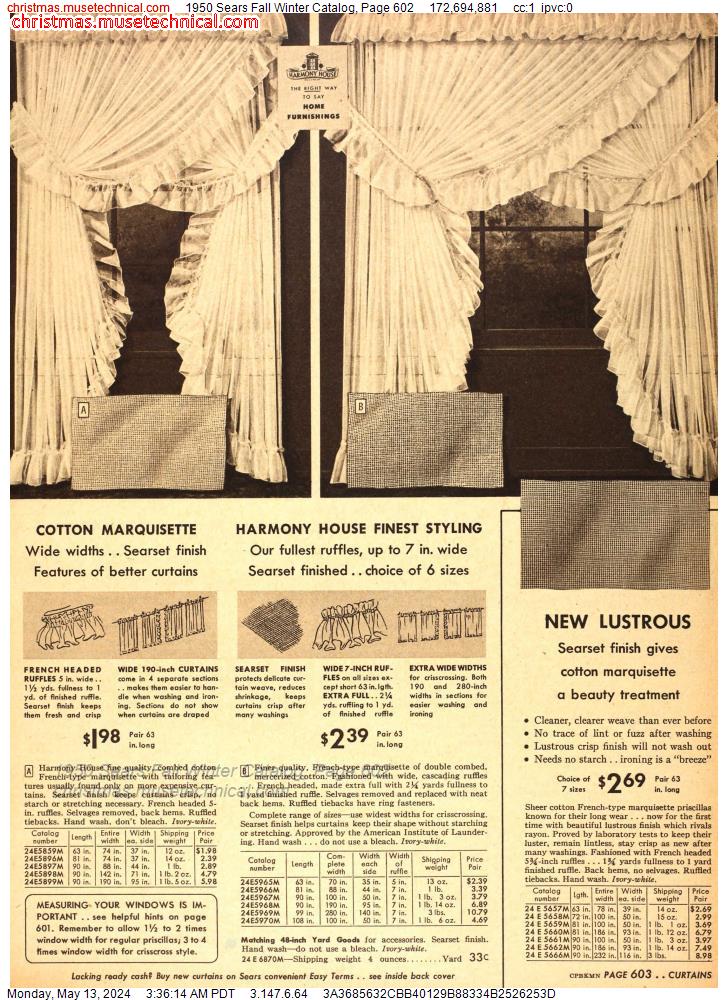 1950 Sears Fall Winter Catalog, Page 602