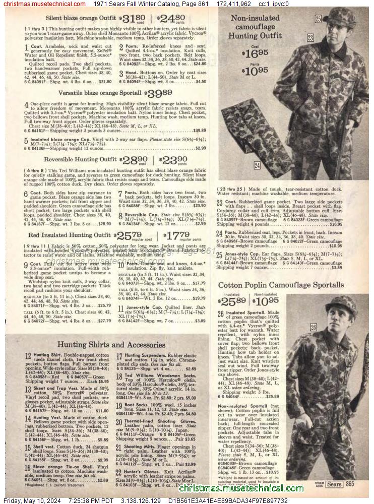 1971 Sears Fall Winter Catalog, Page 861