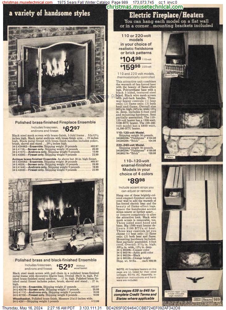 1975 Sears Fall Winter Catalog, Page 989
