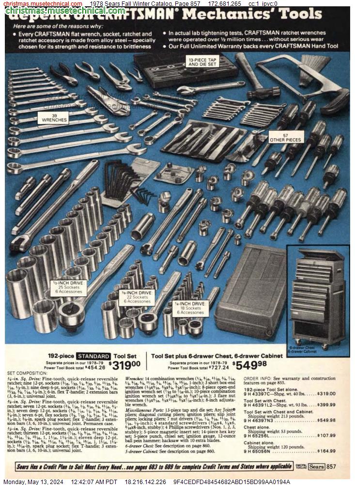 1978 Sears Fall Winter Catalog, Page 857