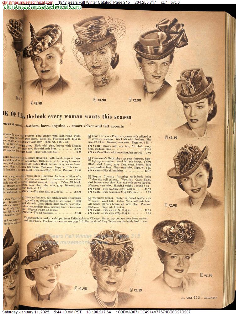 1947 Sears Fall Winter Catalog, Page 315