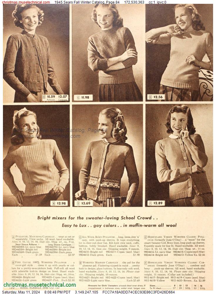 1945 Sears Fall Winter Catalog, Page 84