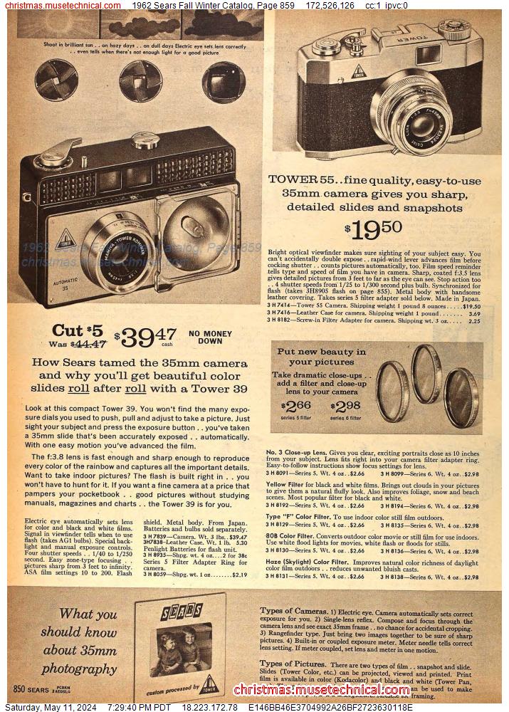 1962 Sears Fall Winter Catalog, Page 859