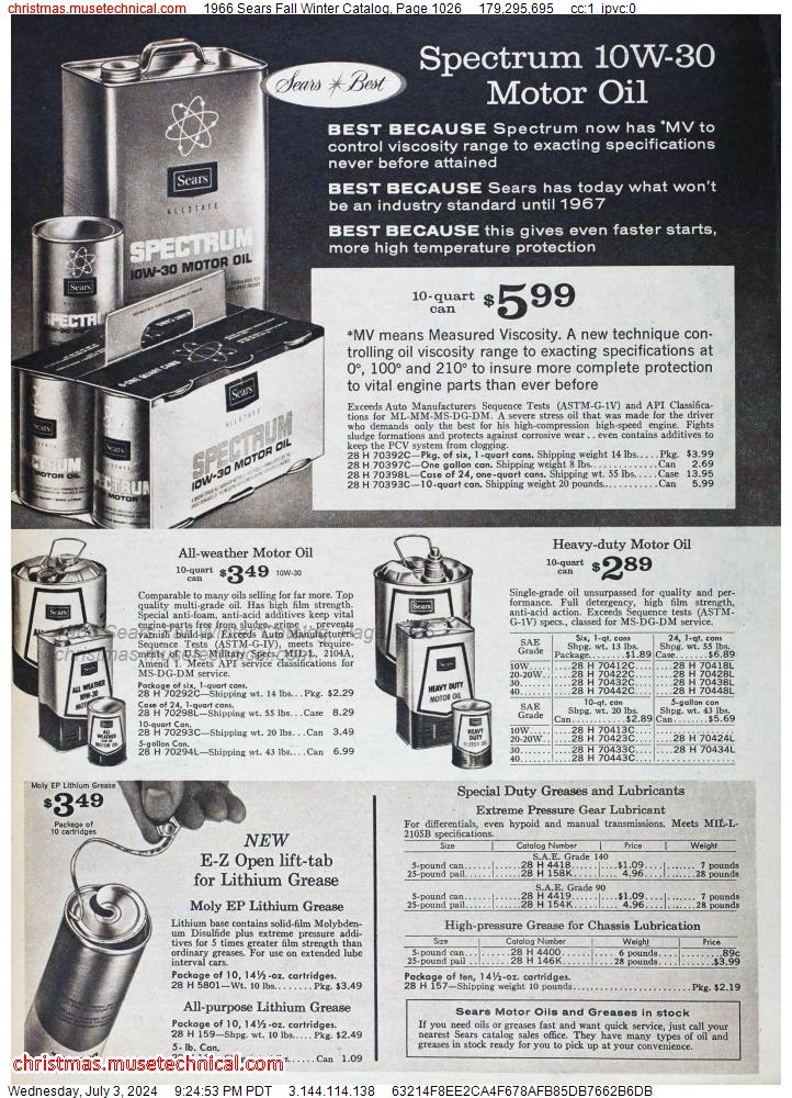 1966 Sears Fall Winter Catalog, Page 1026