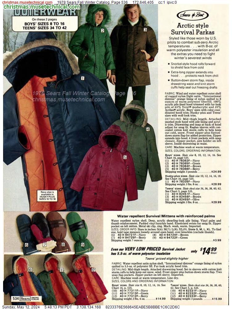 1978 Sears Fall Winter Catalog, Page 536