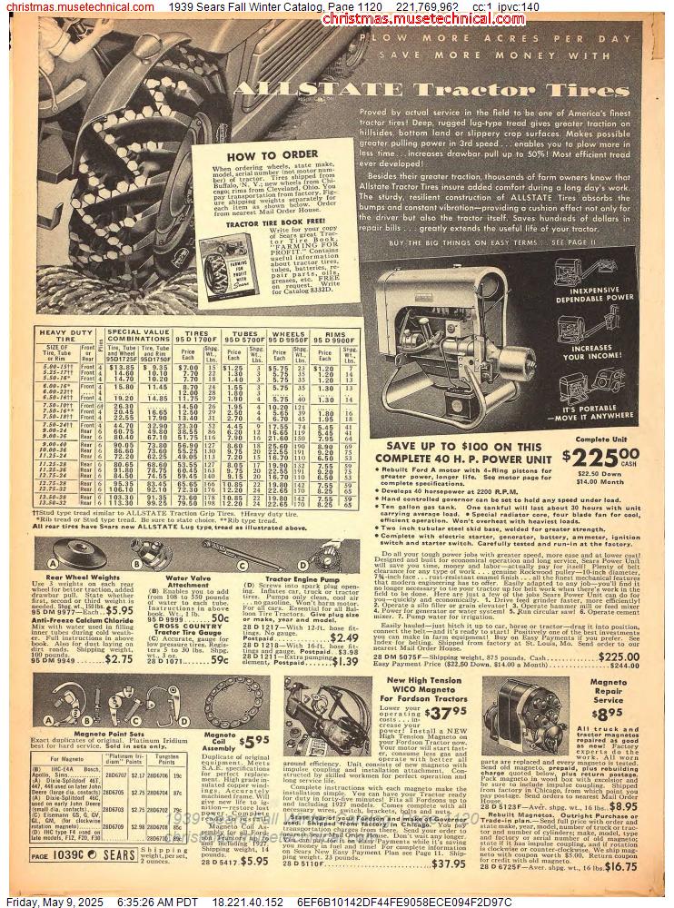 1939 Sears Fall Winter Catalog, Page 1120
