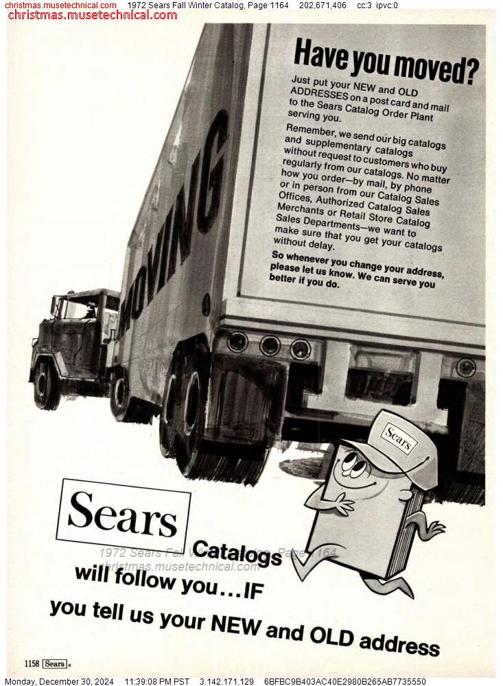 1972 Sears Fall Winter Catalog, Page 1164