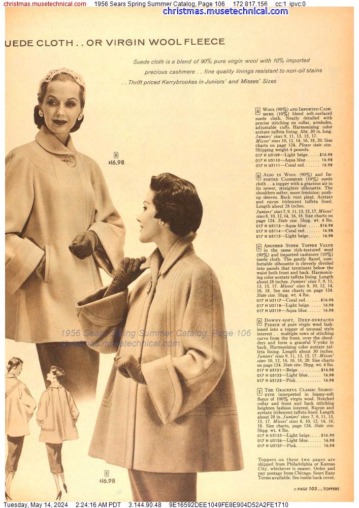 1956 Sears Spring Summer Catalog, Page 106