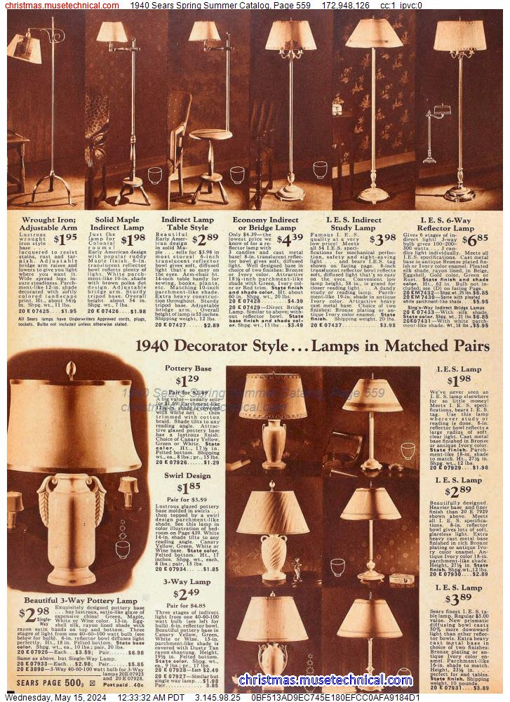1940 Sears Spring Summer Catalog, Page 559