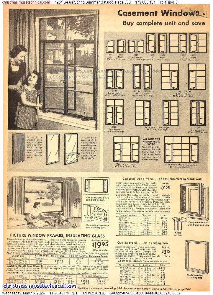1951 Sears Spring Summer Catalog, Page 885