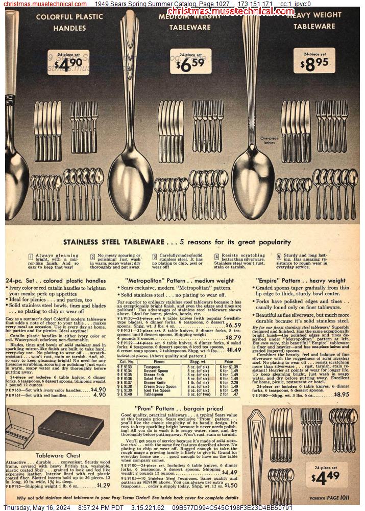 1949 Sears Spring Summer Catalog, Page 1027