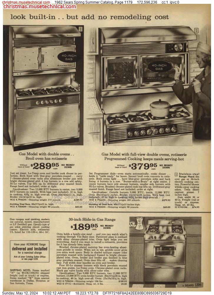 1962 Sears Spring Summer Catalog, Page 1179