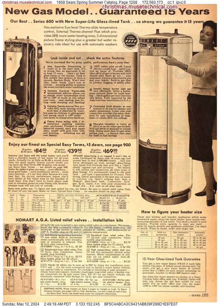 1958 Sears Spring Summer Catalog, Page 1208
