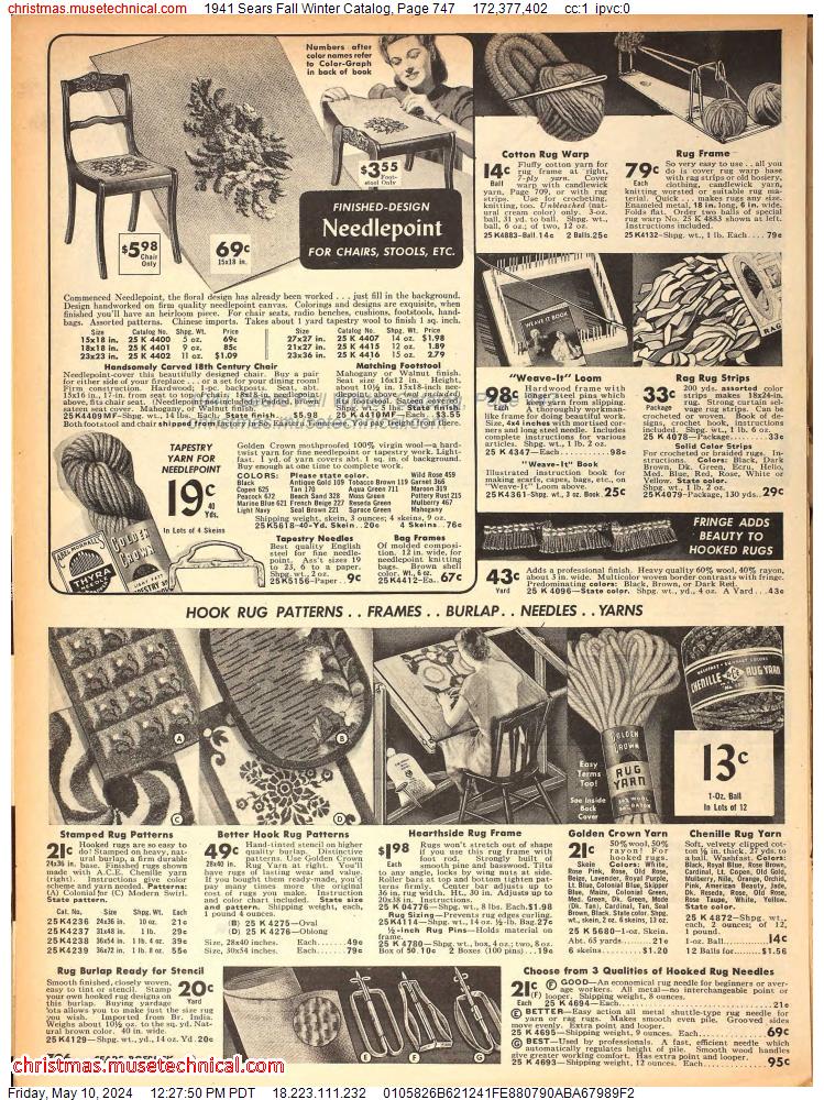 1941 Sears Fall Winter Catalog, Page 747