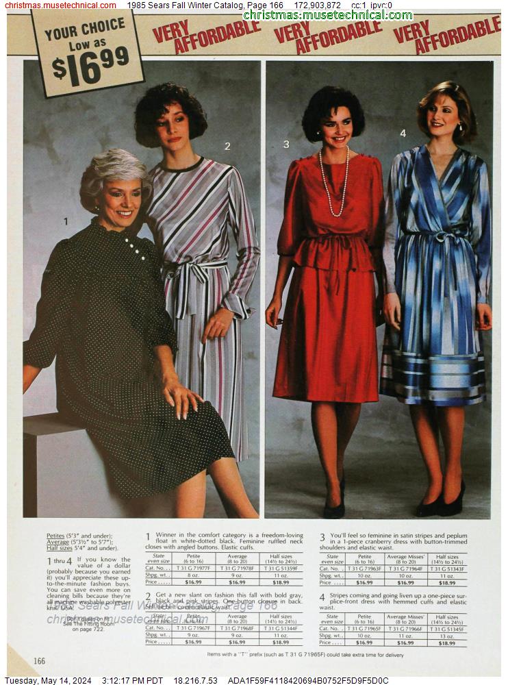 1985 Sears Fall Winter Catalog, Page 166