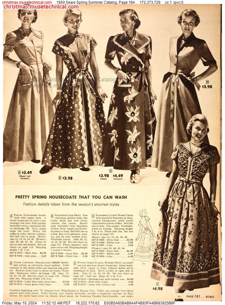 1950 Sears Spring Summer Catalog, Page 184