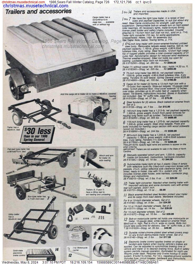 1986 Sears Fall Winter Catalog, Page 726