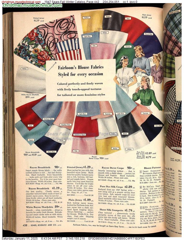 1947 Sears Fall Winter Catalog, Page 442