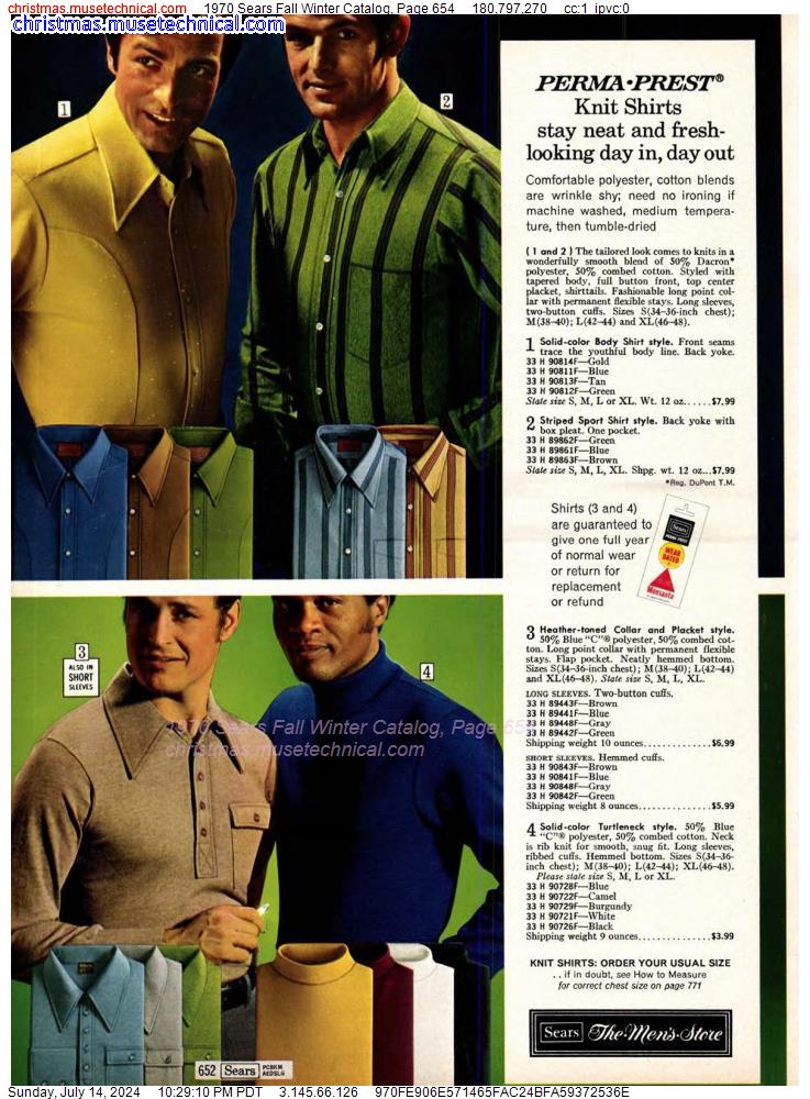 1970 Sears Fall Winter Catalog, Page 654