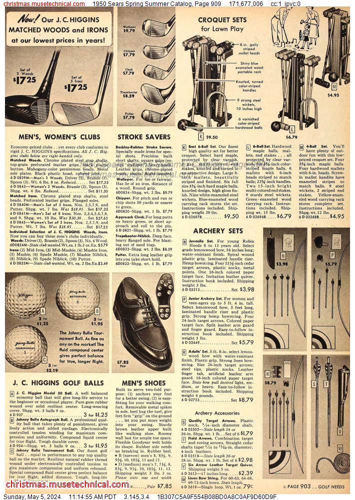 1950 Sears Spring Summer Catalog, Page 909