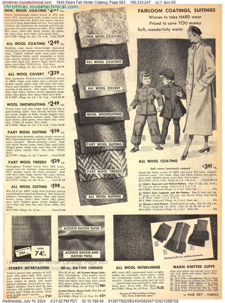 1949 Sears Fall Winter Catalog, Page 563