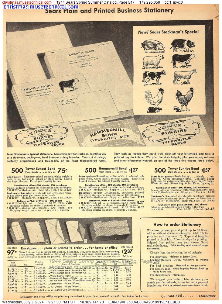 1944 Sears Spring Summer Catalog, Page 547