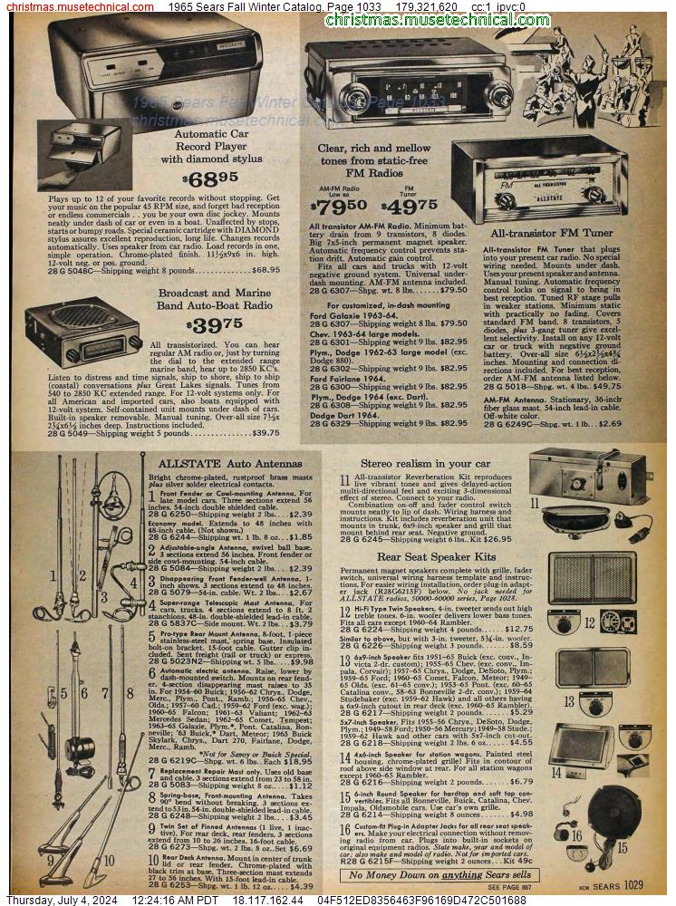 1965 Sears Fall Winter Catalog, Page 1033