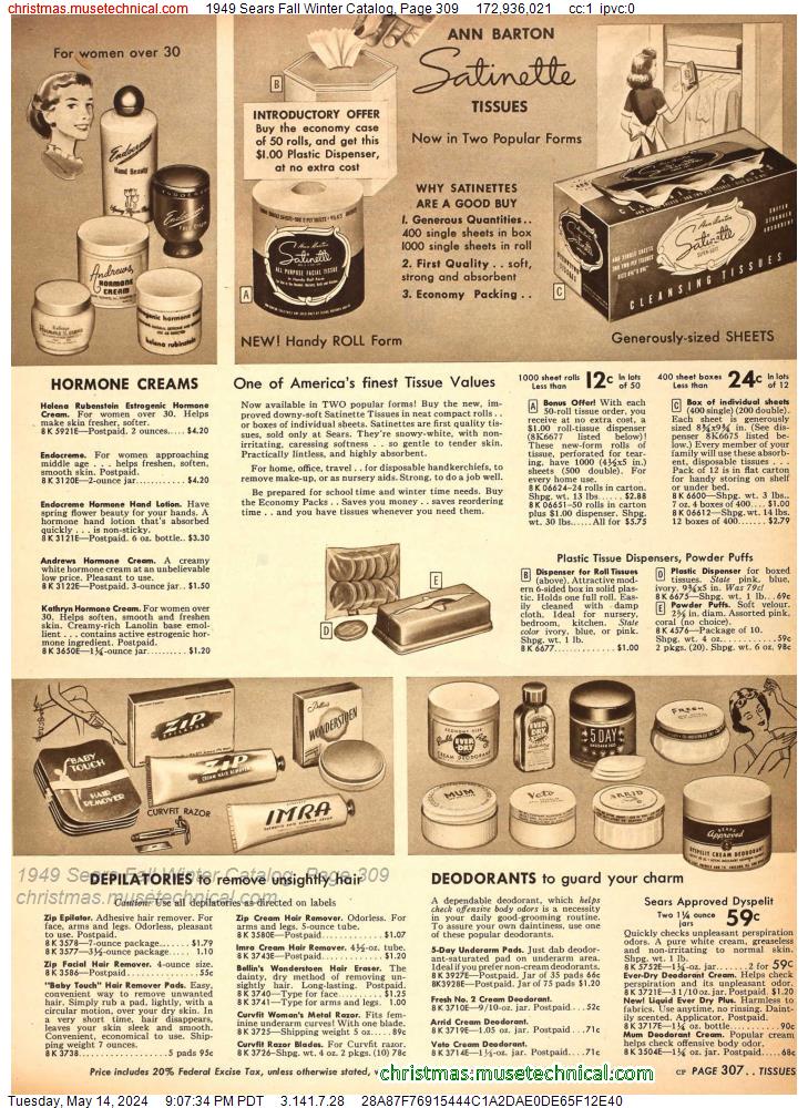 1949 Sears Fall Winter Catalog, Page 309