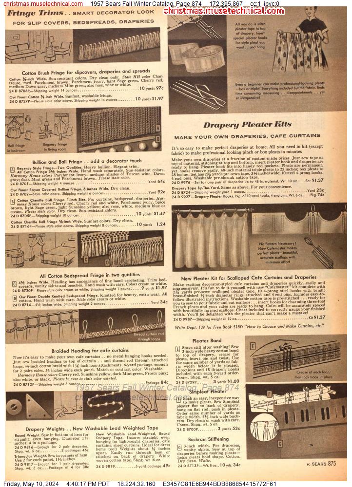 1957 Sears Fall Winter Catalog, Page 874